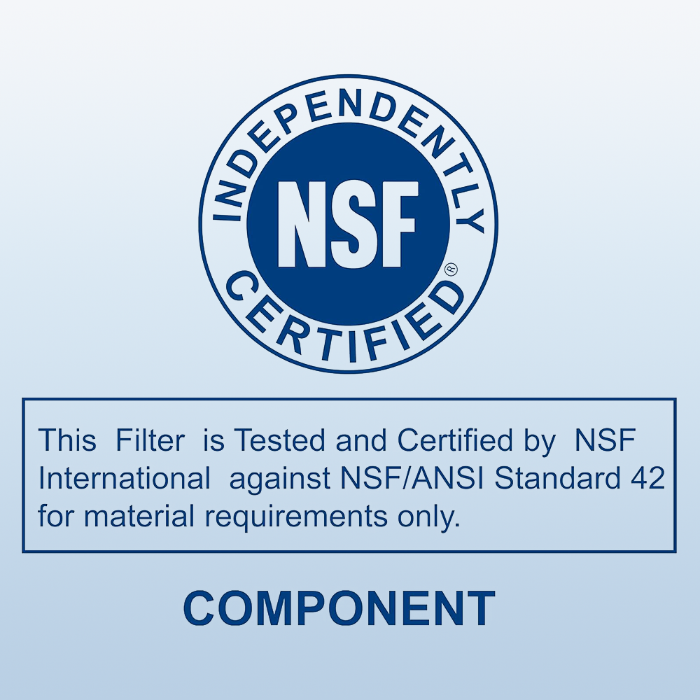 Third-party tested Fil-Fresh faucet water filter replacement meeting NSF/ANSI 42 standards for safety and chlorine reduction