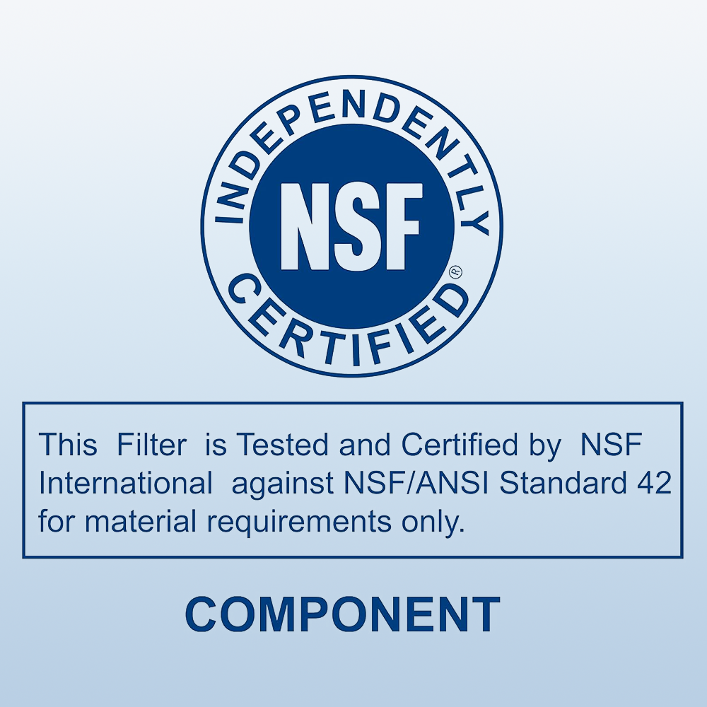 Third-party tested Fil-Fresh faucet water filter replacement meeting NSF/ANSI 42 standards for safety and chlorine reduction