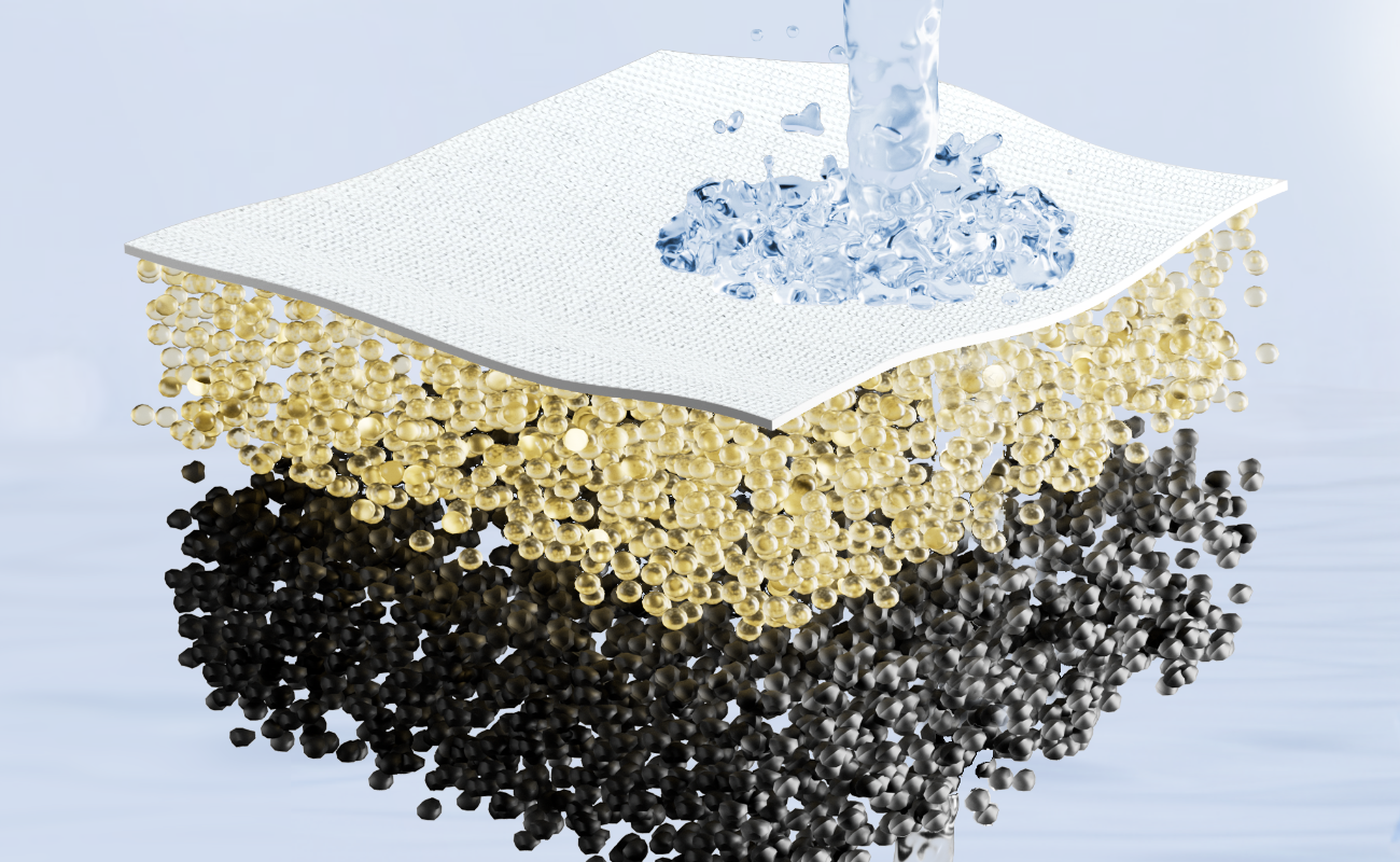Exploded view of Fil-fresh multi-stage pitcher water filter featuring pre-filter, coconut shell activated carbon, and ion exchange resin for reducing chlorine and impurities