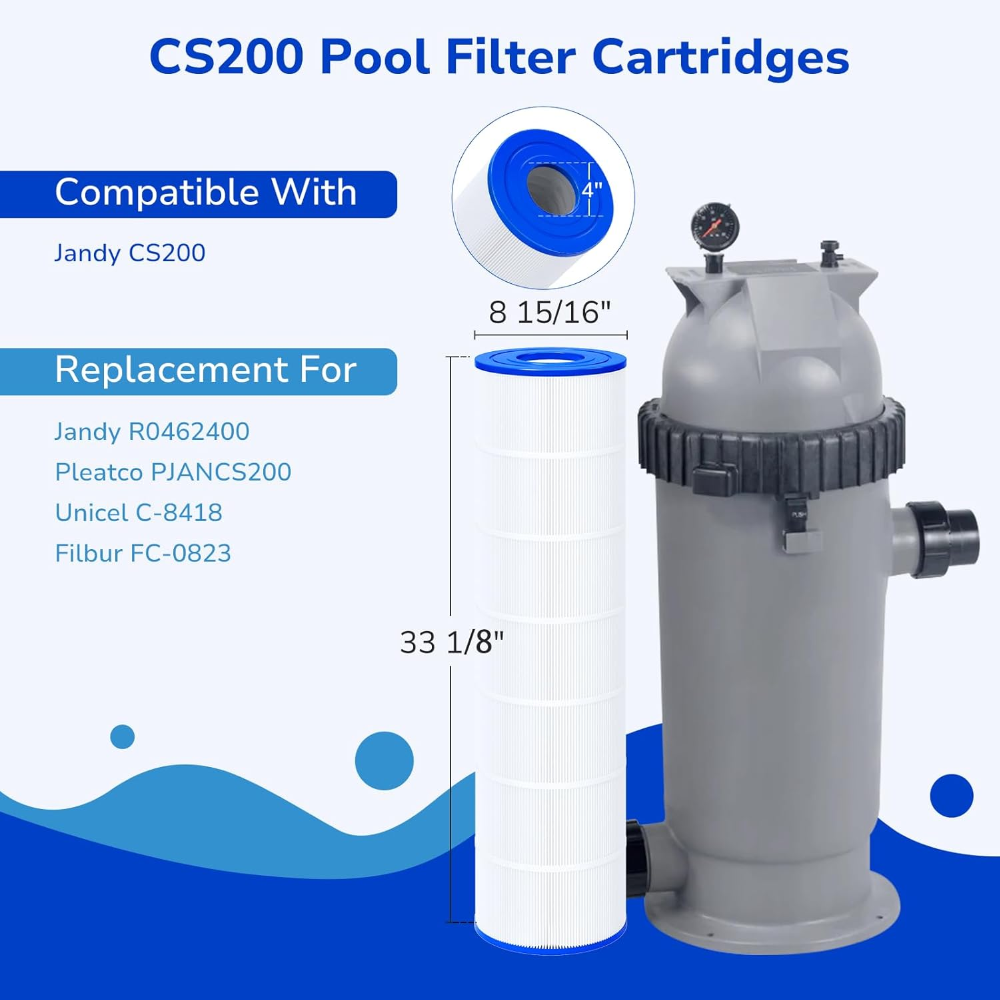 Fil-Fresh CS200 Pool Filters Cartridge Compatible with Jandy CS200 Cartridge Filter, Replaces Jandy R0462400, Pleatco PJANCS200, Unicel C-8418, Filbur FC-0823