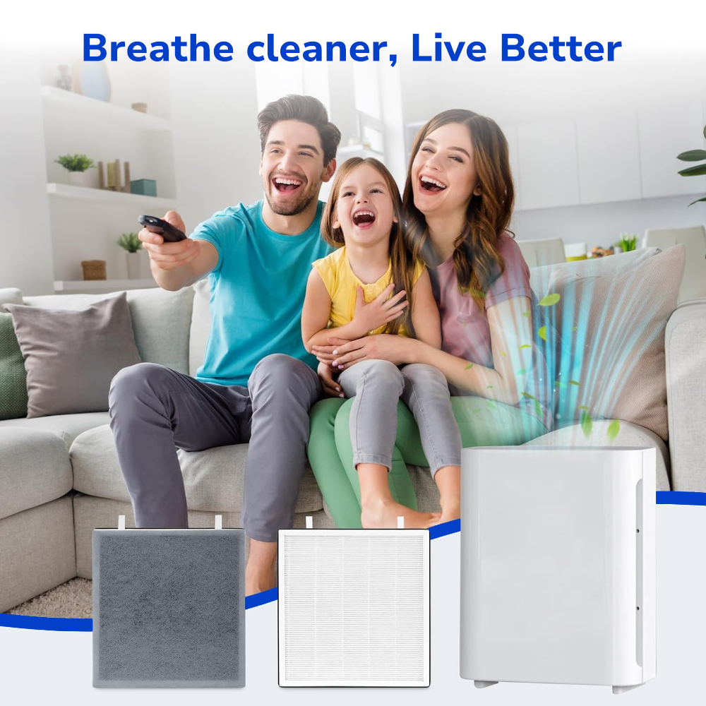 parents and kids watching TV happily at home breathing clean air filtered by Fil-Fresh Vital 100 Replacement Filter