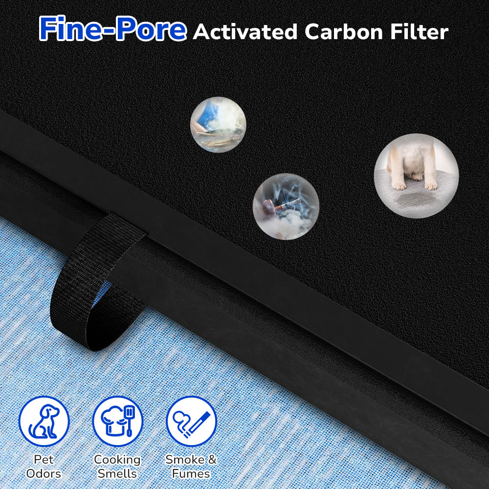 fine-pole activated carbon filter layer, remove pet odors, cooking smell, smoke, fumes