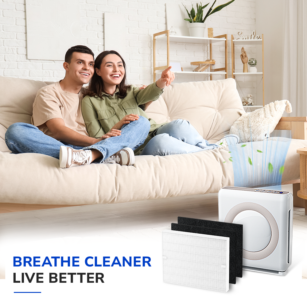 Couples enjoy their moments at home with Fil-Fresh Airmega AP-1512HH Air Purifier Filter Replacement for Coway