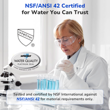 Third-party tested Fil-Fresh faucet water filter replacement meeting NSF/ANSI 42 standards for safety and chlorine reduction