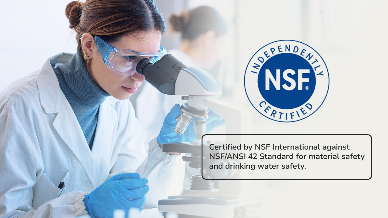 Fil-Fresh faucet water filter replacement certified by NSF International against NSF/ANSI 42