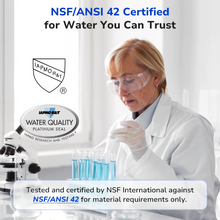 Third-party tested Fil-Fresh pitcher water filter meeting NSF/ANSI 42 standards for safety and chlorine reduction