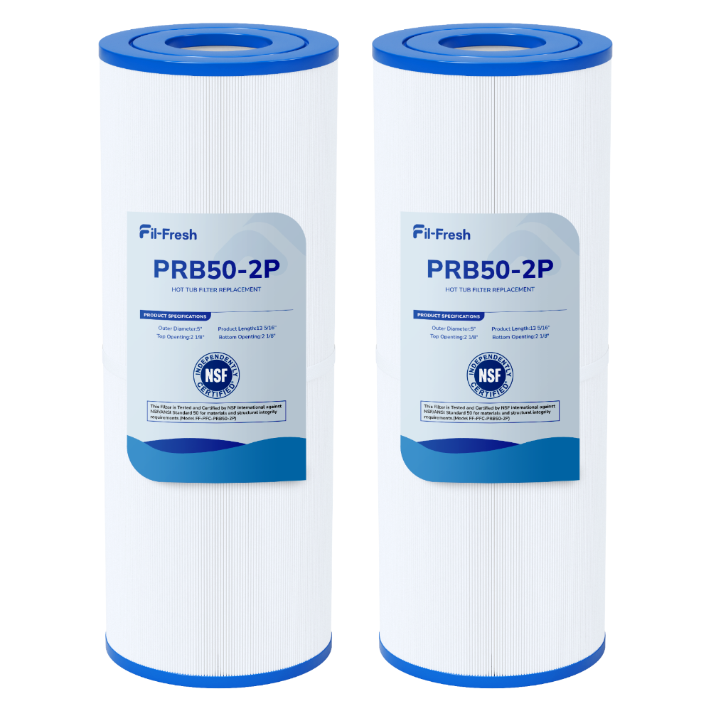 Fil-Fresh C-4950 Spa Filter Replacement for Filbur FC-2390, Pleatco PRB50-IN, Unicel C-4950, 5×13 Drop‑In Spa Filter, Replaces Jacuzzi J210/J220/J235/J245/J275, 50 sq. ft, 2 Pack