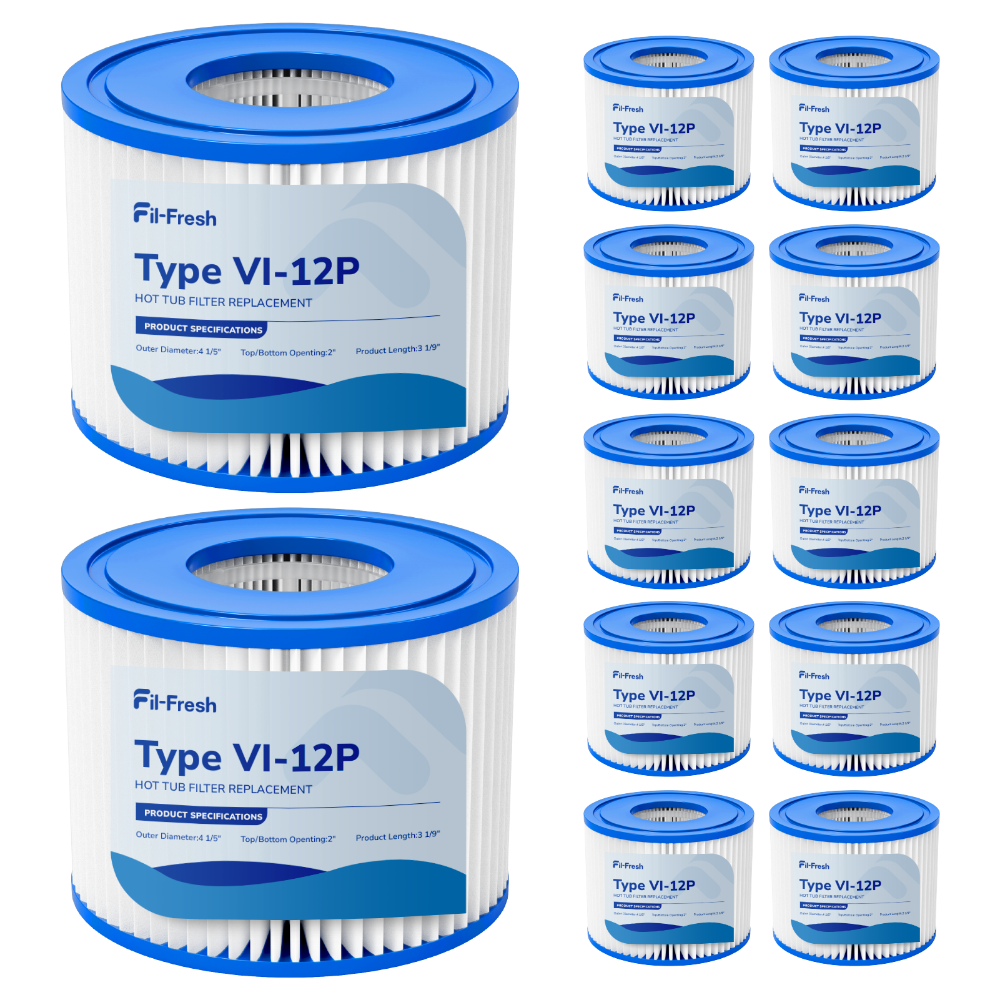 Fil-fresh Type VI Hot Tub Filter Cartridge for Coleman SaluSpa and Lay-Z-Spa, Inflatable Hot Tub Filter Replcement for 90352E, 58323, 90427E, 12-Pack - Fil-Fresh