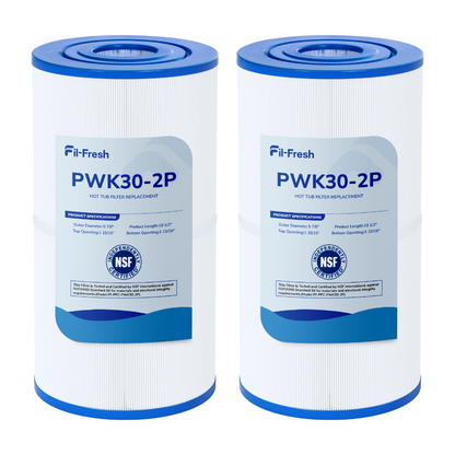Fil-fresh PWK30 Hot Tub Filter Replacement for Unicel C-6430, Filbur FC-3915, Pleatco PWK30, Watkins 31489, 73178, 73250, 71825, Hot Spring Spa Filter, 30 sq. ft, 2-Pack