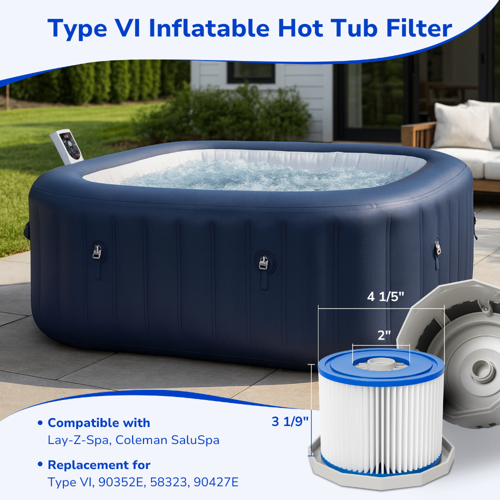 Fil-fresh Type VI Hot Tub Filter Cartridge for Coleman SaluSpa and Lay-Z-Spa, Inflatable Hot Tub Filter Replcement for 90352E, 58323, 90427E, 12-Pack - Fil-Fresh