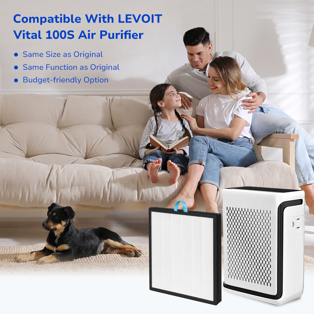 Fil-fresh Vital 100S Replacement Filter, Compatible with LEVOIT Vital 100S Air Purifier, Replace Vital 100S-RF, White, 2-Pack - Fil-Fresh